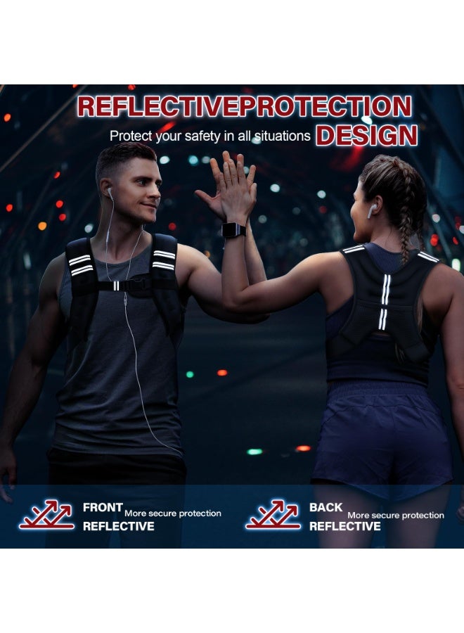 كيل › سترة موزونة 3 كجم/5 كجم/8 كجم للنساء والرجال، مع شريط عاكس وأحزمة مزدوجة قابلة للتعديل سترات موزونة لتدريب القوة والجري والركض والتمارين الهوائية وفقدان الوزن - Image 5